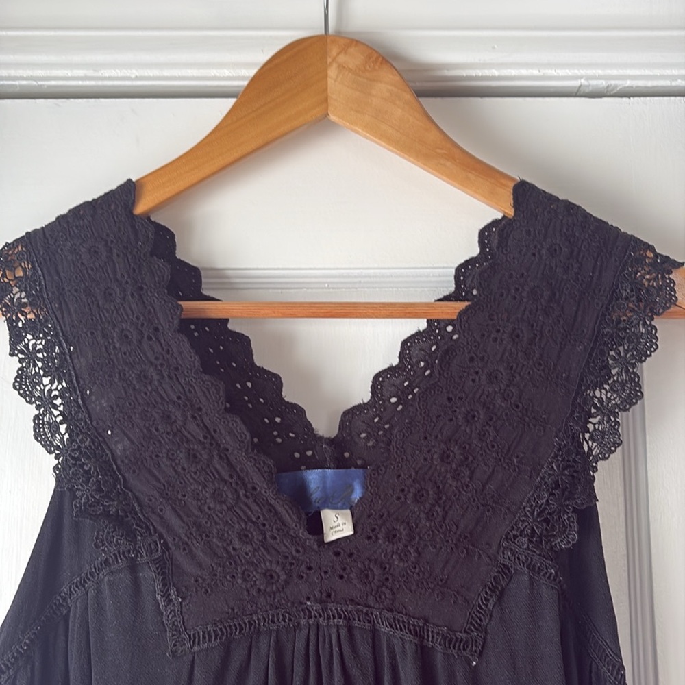 Mini Short A Line Summer Dress, Black, Small - Picture 5 of 9